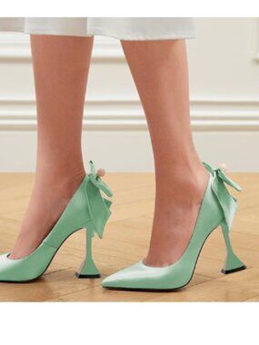 YDN Green Pointy Toe Slip on Pumps Special High Heels Party Prom Dress Shoe